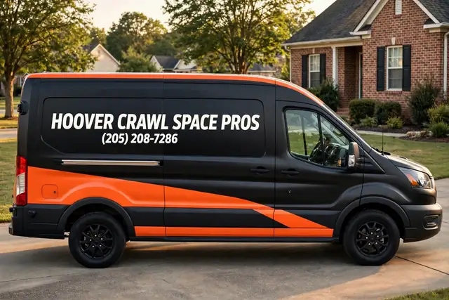 Hoover Crawl Space Pros wrapped van in a Birmingham-metro neighborhood
