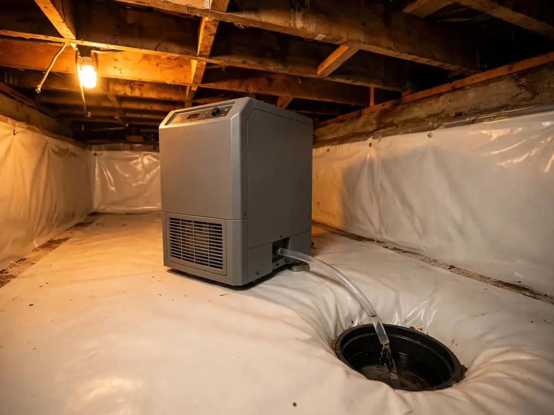 Dehumidifier with condensate line routed to a drain