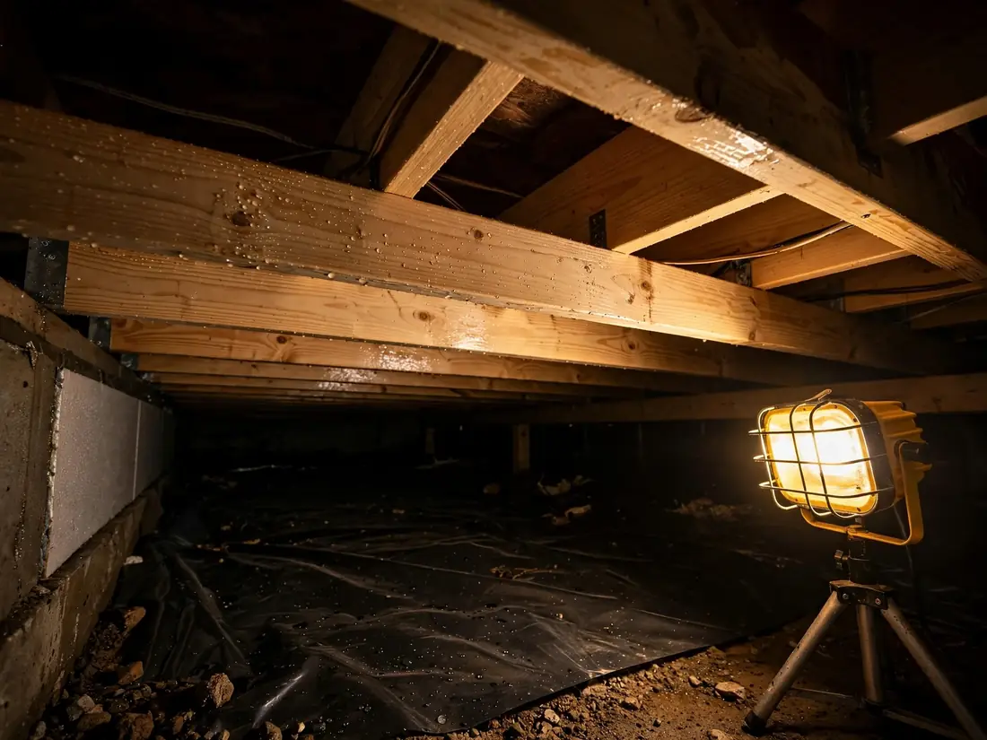 Clean treated floor joists after mold remediation