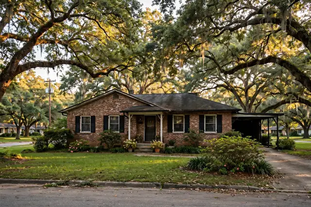 Older brick bungalow in Homewood, Alabama